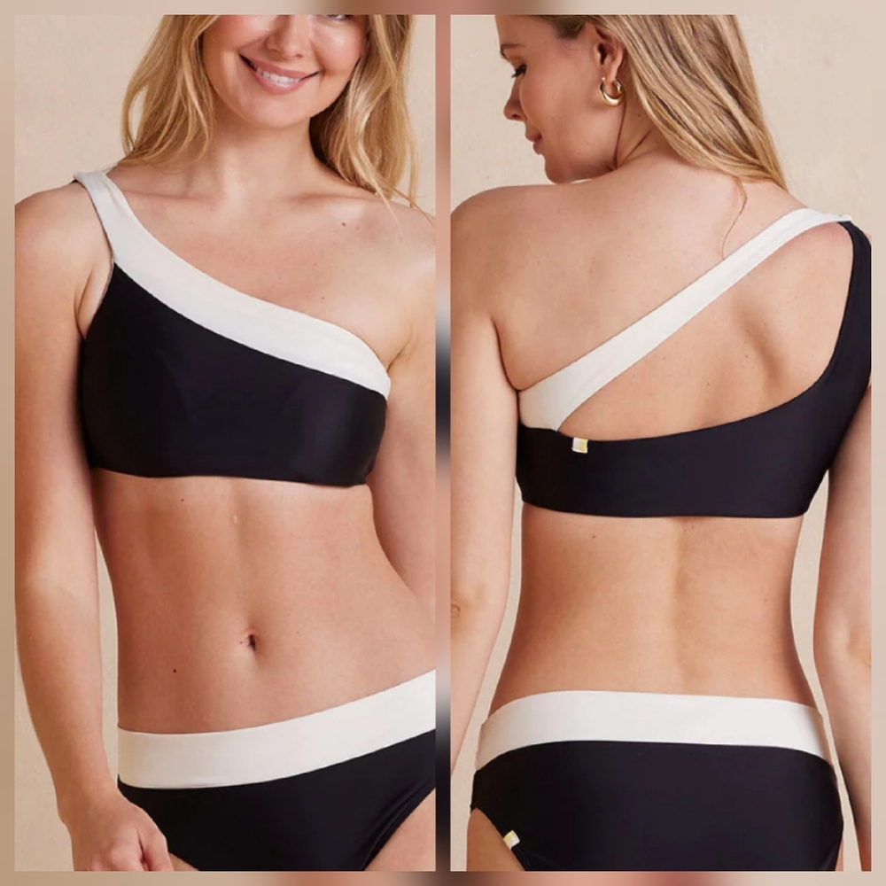 Summersalt The Sidestroke one shoulder Bikini Top sz 8 white sand & sea urchin